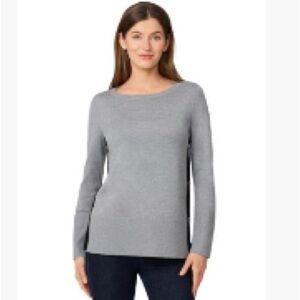 Melissa Paige Grey Scoop Neck Long-Sleeve Sweater